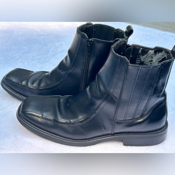 Axcess Mens Black Zip Up Leather Ankle Boots Size 9 - Picture 9 of 10